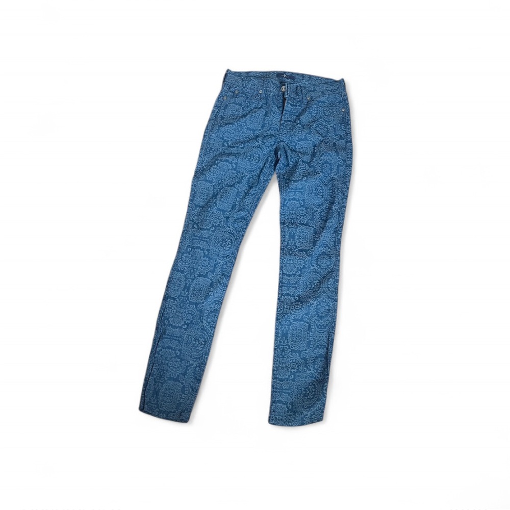 7 For All Mankind Teal Patterned Jeans